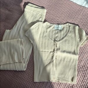 Cream Knit Lounge Set